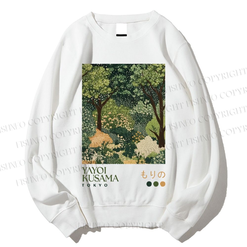 Unisex Yayoi Kusama Green Forest Printed Sweatshirt