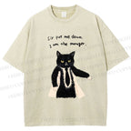 Unisex Cat Manager Funny Printed Washed Tee