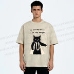 Unisex Cat Manager Funny Printed Washed Tee