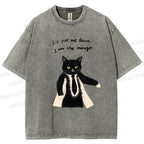 Unisex Cat Manager Funny Printed Washed Tee
