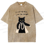 Unisex Cat Manager Funny Printed Washed Tee