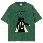Unisex Cat Manager Funny Printed Washed Tee