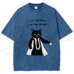 Unisex Cat Manager Funny Printed Washed Tee