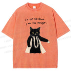 Unisex Cat Manager Funny Printed Washed Tee