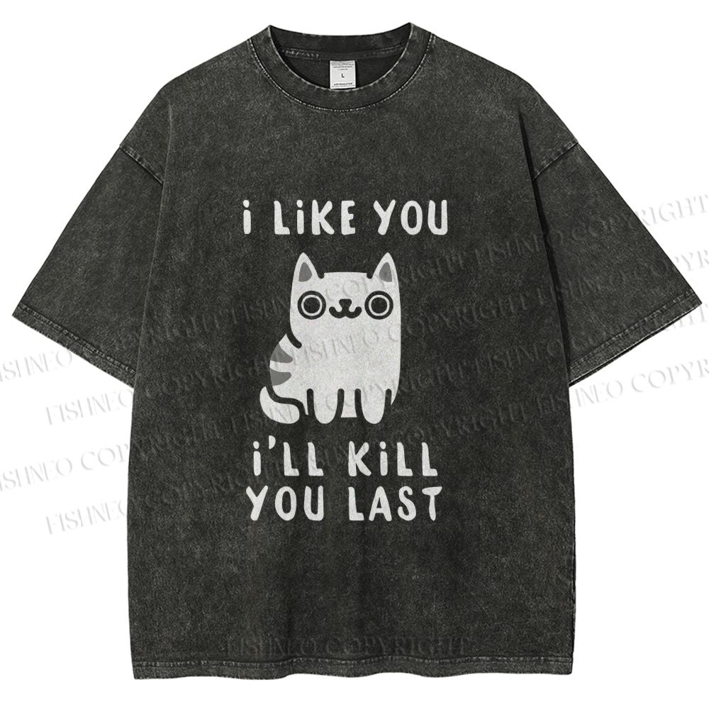 Unisex Cats And Humans Have A Love-hate Relationship Printed Washed Tee