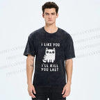 Unisex Cats And Humans Have A Love-hate Relationship Printed Washed Tee
