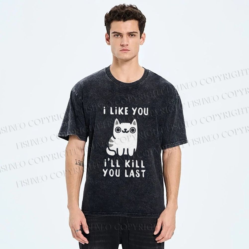 Unisex Cats And Humans Have A Love-hate Relationship Printed Washed Tee
