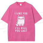 Unisex Cats And Humans Have A Love-hate Relationship Printed Washed Tee