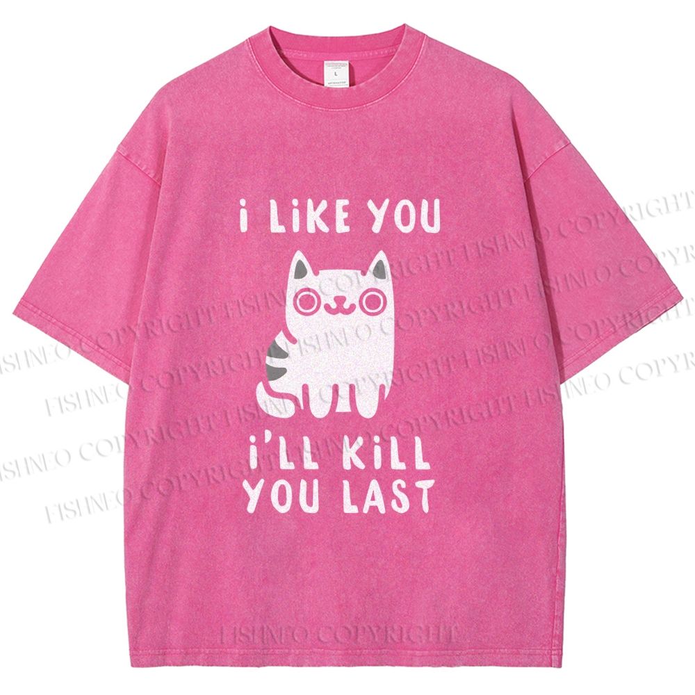 Unisex Cats And Humans Have A Love-hate Relationship Printed Washed Tee