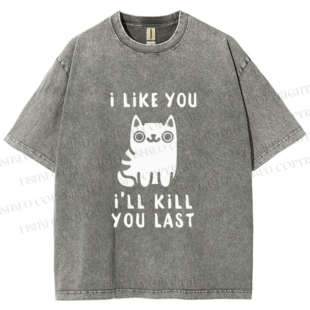 Unisex Cats And Humans Have A Love-hate Relationship Printed Washed Tee