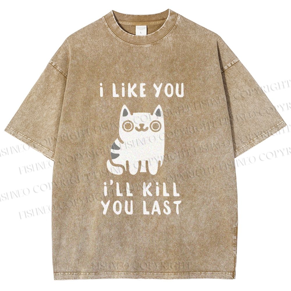 Unisex Cats And Humans Have A Love-hate Relationship Printed Washed Tee