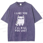 Unisex Cats And Humans Have A Love-hate Relationship Printed Washed Tee