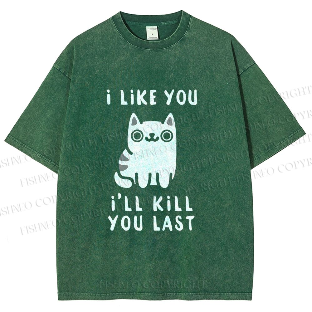 Unisex Cats And Humans Have A Love-hate Relationship Printed Washed Tee