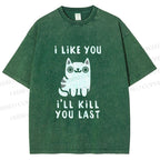 Unisex Cats And Humans Have A Love-hate Relationship Printed Washed Tee