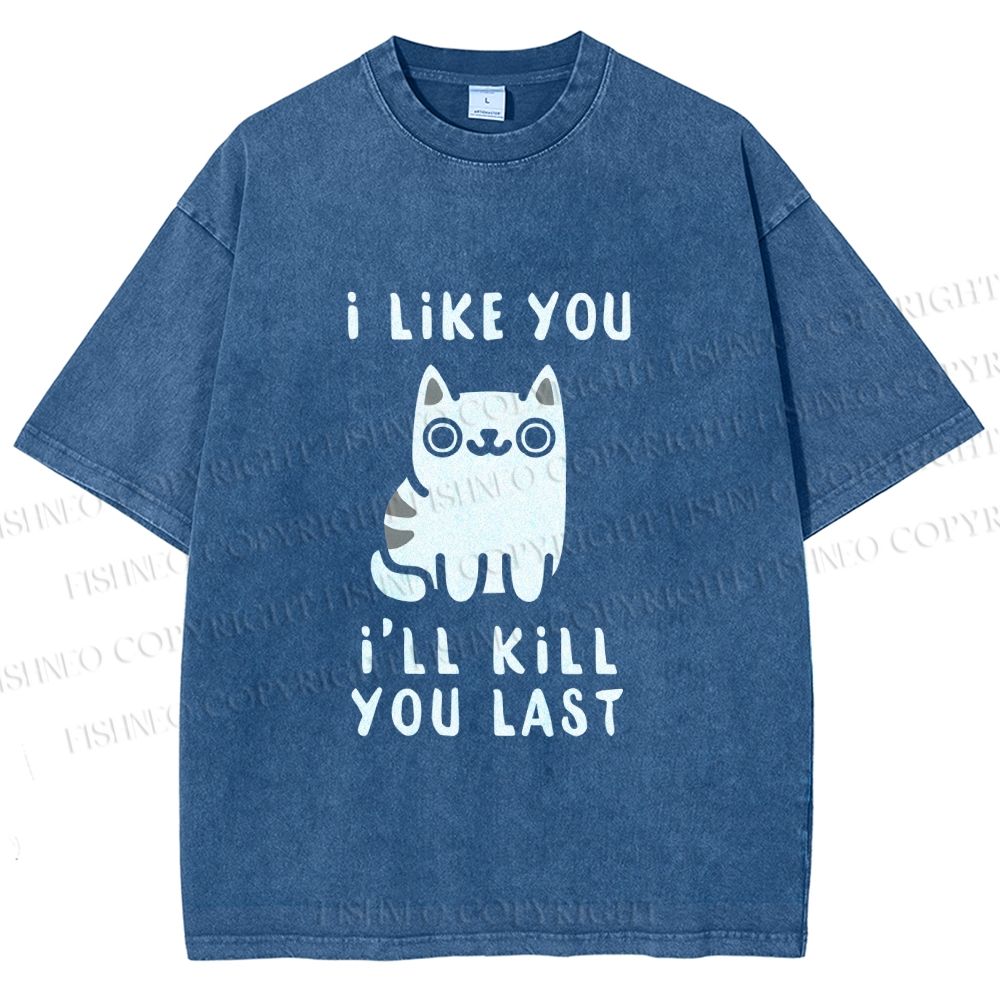 Unisex Cats And Humans Have A Love-hate Relationship Printed Washed Tee