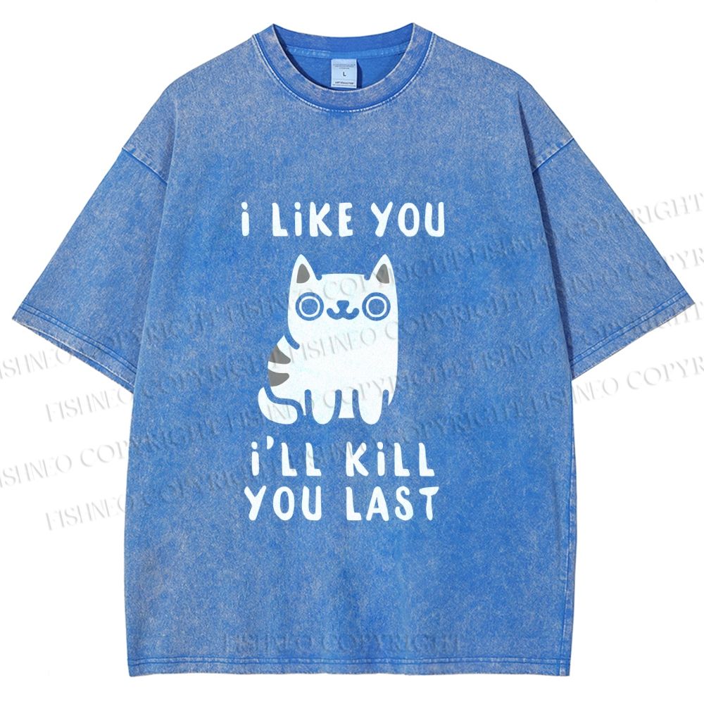 Unisex Cats And Humans Have A Love-hate Relationship Printed Washed Tee