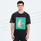 Unisex I Am Le Tired Cat Printed Washed Tee