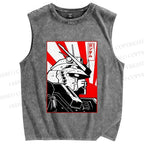 Unisex Gundam Printed Washed Tank Top