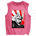 Unisex Gundam Printed Washed Tank Top
