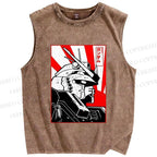 Unisex Gundam Printed Washed Tank Top