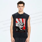 Unisex Gundam Printed Washed Tank Top