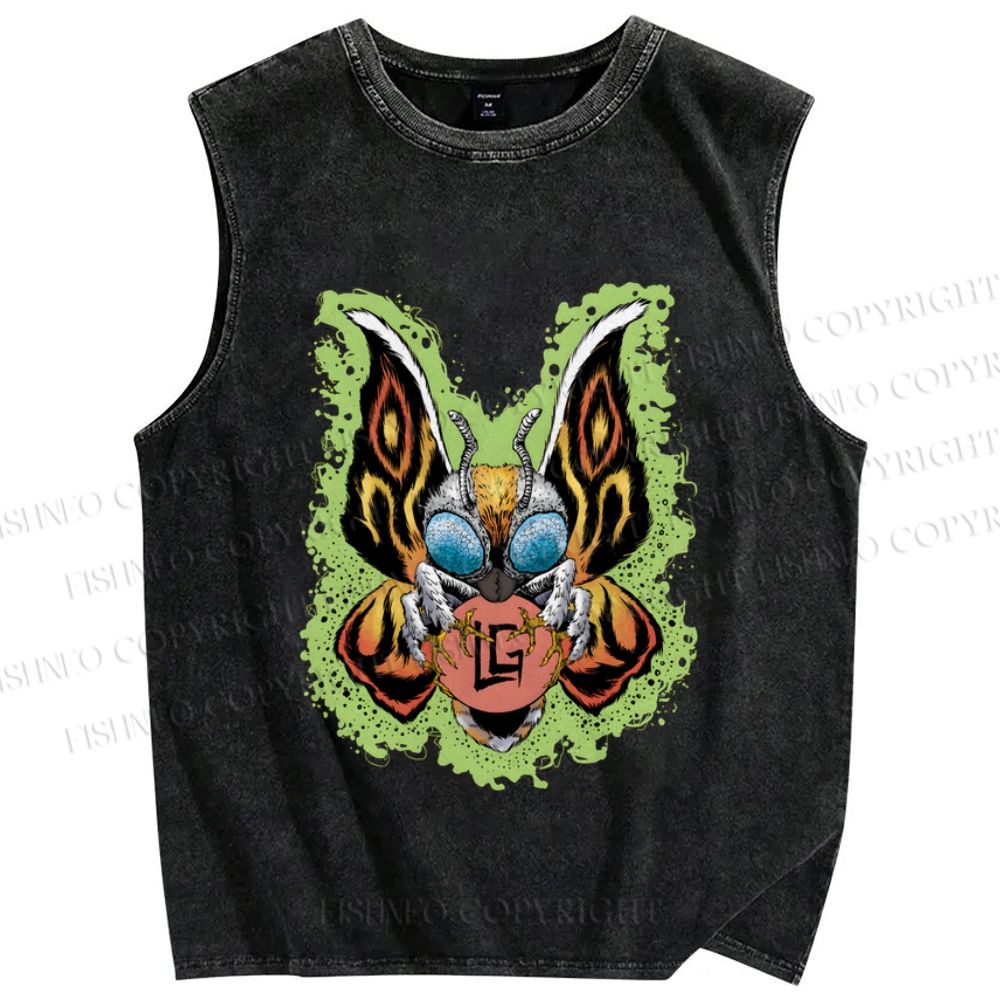 Unisex Butterfly Printed Washed Tank Top