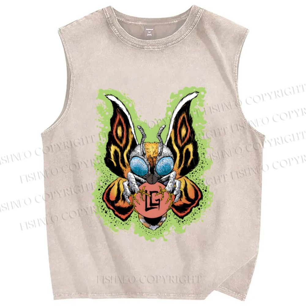Unisex Butterfly Printed Washed Tank Top