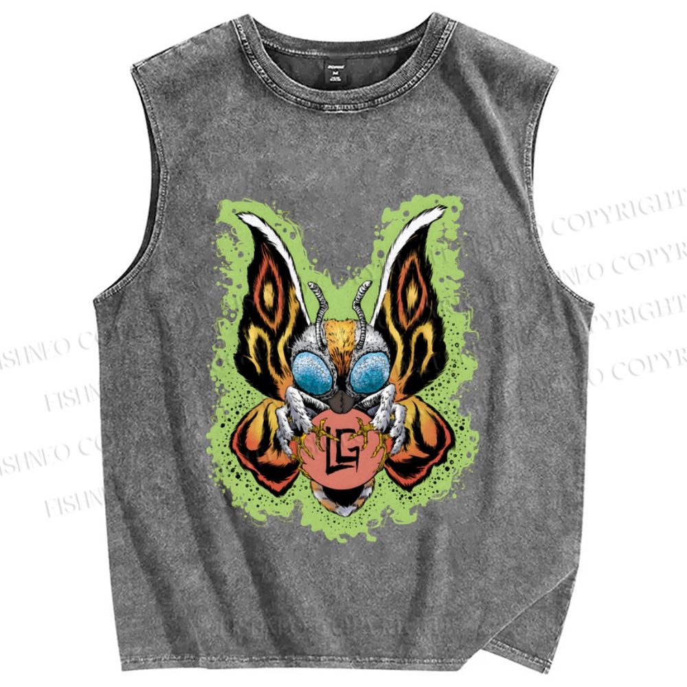 Unisex Butterfly Printed Washed Tank Top