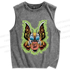 Unisex Butterfly Printed Washed Tank Top
