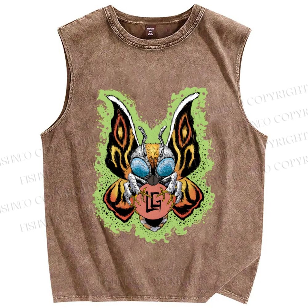 Unisex Butterfly Printed Washed Tank Top
