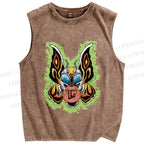 Unisex Butterfly Printed Washed Tank Top