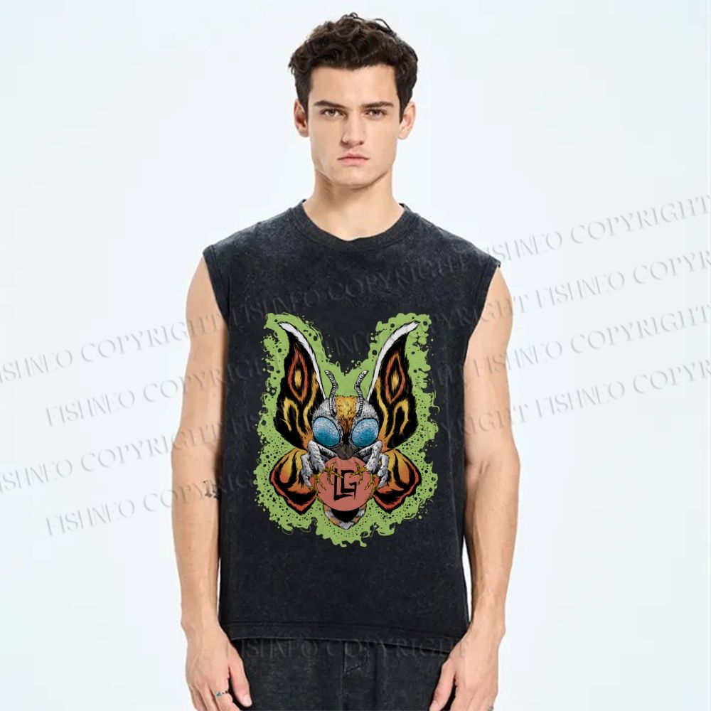 Unisex Butterfly Printed Washed Tank Top