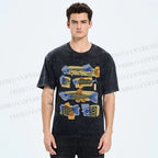 Unisex Viintage Fish Printed Washed Tee