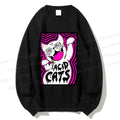 Unisex Acid Art Cat Printed Sweatshirt