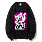 Unisex Acid Art Cat Printed Sweatshirt