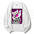 Unisex Acid Art Cat Printed Sweatshirt