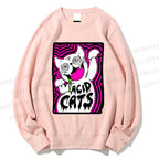 Unisex Acid Art Cat Printed Sweatshirt
