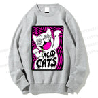 Unisex Acid Art Cat Printed Sweatshirt