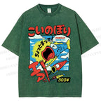 Unisex Koinobori Printed Washed Tee