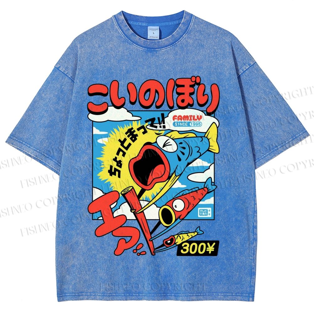 Unisex Koinobori Printed Washed Tee