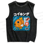 Unisex Koikingu Printed Washed Tank Top