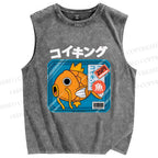 Unisex Koikingu Printed Washed Tank Top