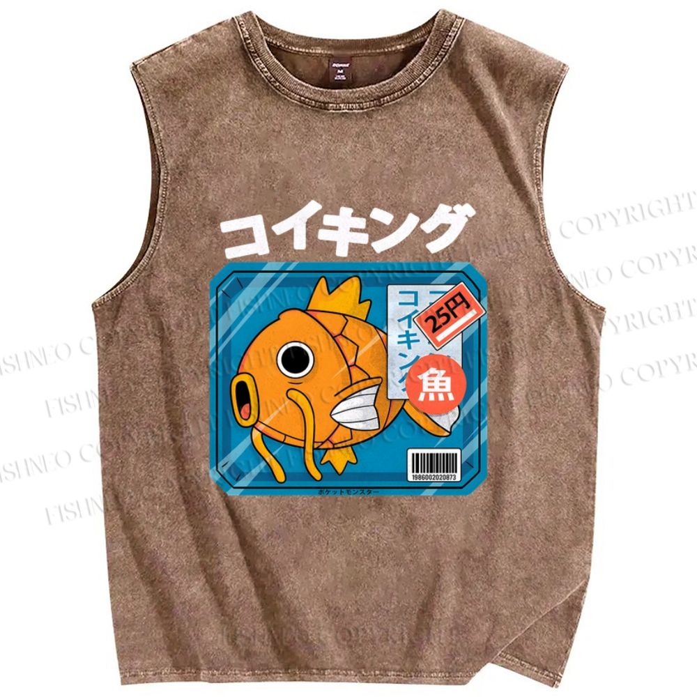 Unisex Koikingu Printed Washed Tank Top