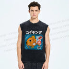 Unisex Koikingu Printed Washed Tank Top
