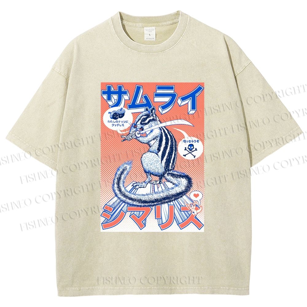 Unisex Shimarisu Samurai Printed Washed Tee