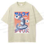 Unisex Shimarisu Samurai Printed Washed Tee