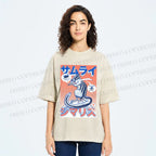 Unisex Shimarisu Samurai Printed Washed Tee