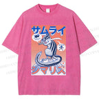 Unisex Shimarisu Samurai Printed Washed Tee