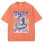 Unisex Shimarisu Samurai Printed Washed Tee