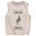 Unisex I am not Emused Printed Washed Tank Top